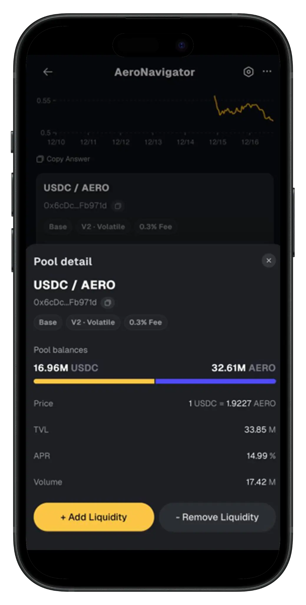 AeroNavigator Pool Detail - USDC/AERO